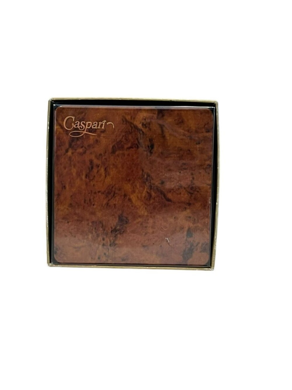 Caspari Faux Burlwood Coasters Set of 8 - Felt Backed Drink Coasters NIB